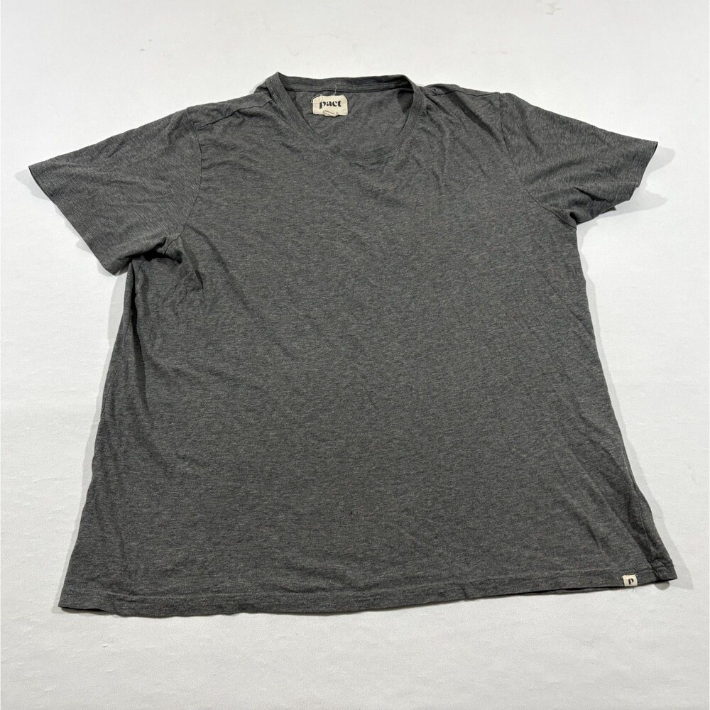 Pact Mens Gray Essential Crewneck Tee T-shirt Organic Basic Cotton Casual Sz L